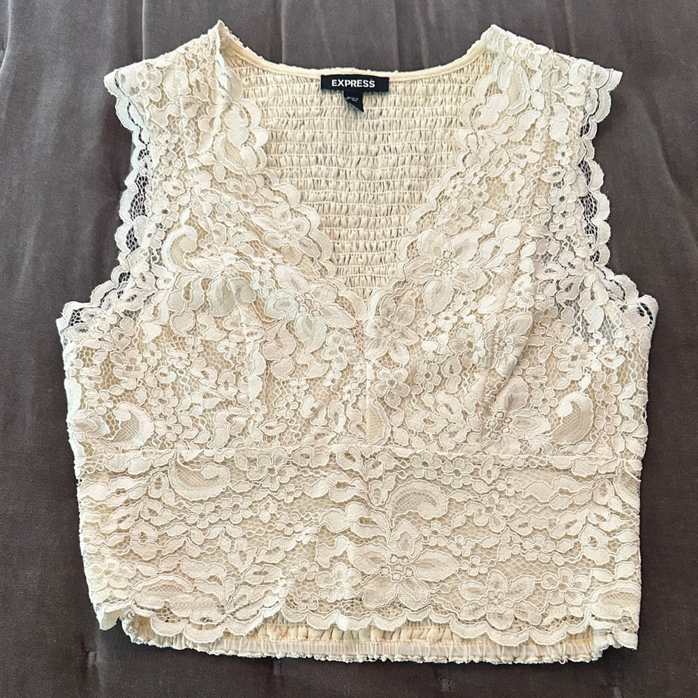 Express Ivory Lace Tank Top